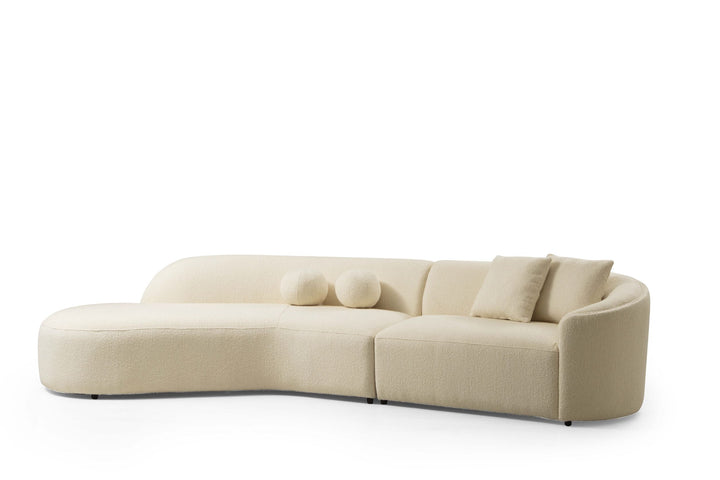 Cloe Ivory Boucle Curved 134" LAF Sectional[ETA: 8/25]