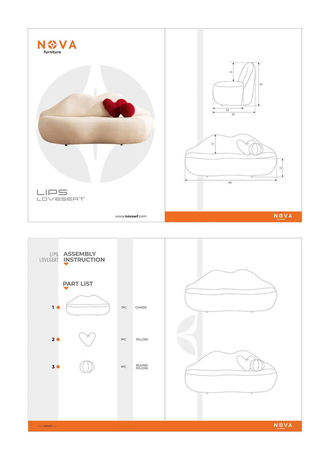Lips Red Velvet Loveseat 81"