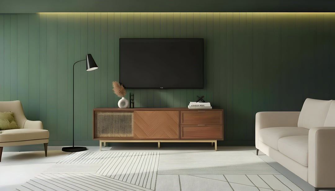 Milana TV Console (Walnut Gold)