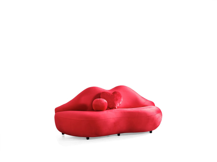 Lips Red Velvet Loveseat 81"