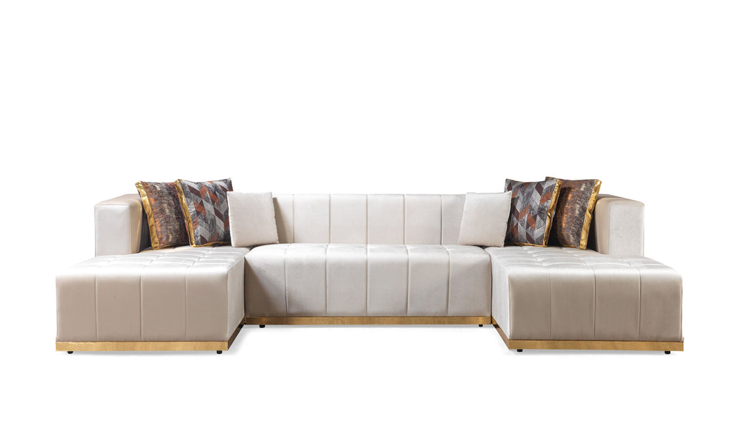 Elisha Ivory Velvet Double Chaise 130" Sectional [ETA: 10/10]
