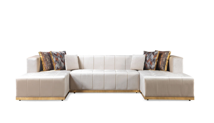 Elisha Ivory Velvet Double Chaise 130" Sectional [ETA: 10/10]