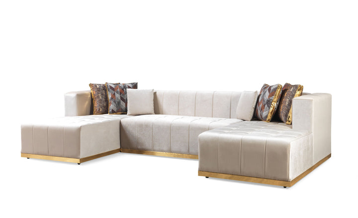 Elisha Ivory Velvet Double Chaise 130" Sectional [ETA: 10/10]