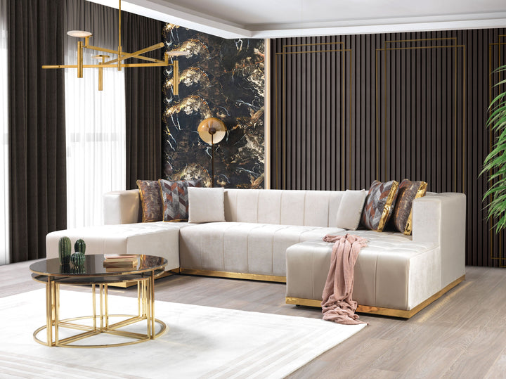 Elisha Ivory Velvet Double Chaise 130" Sectional [ETA: 10/10]