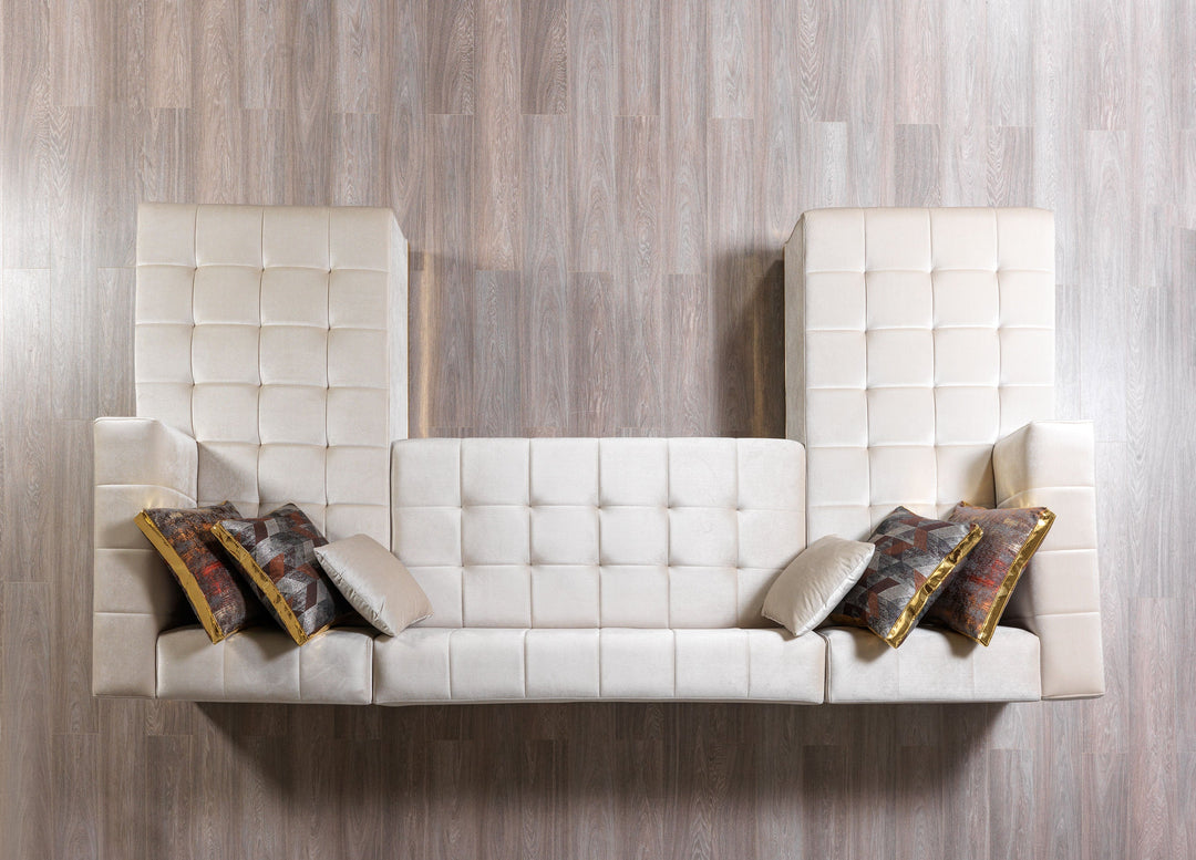 Elisha Ivory Velvet Double Chaise 130" Sectional [ETA: 10/10]