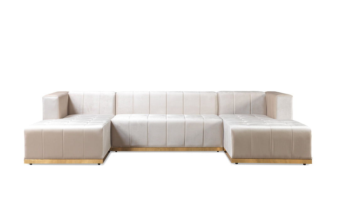 Elisha Ivory Velvet Double Chaise 130" Sectional [ETA: 10/10]