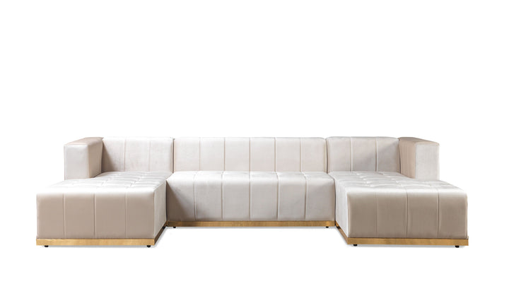Elisha Ivory Velvet Double Chaise 130" Sectional [ETA: 10/10]