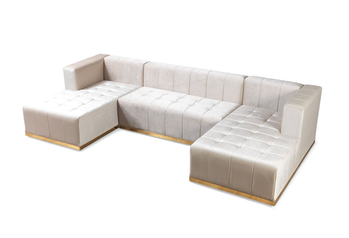 Elisha Ivory Velvet Double Chaise 130" Sectional [ETA: 10/10]