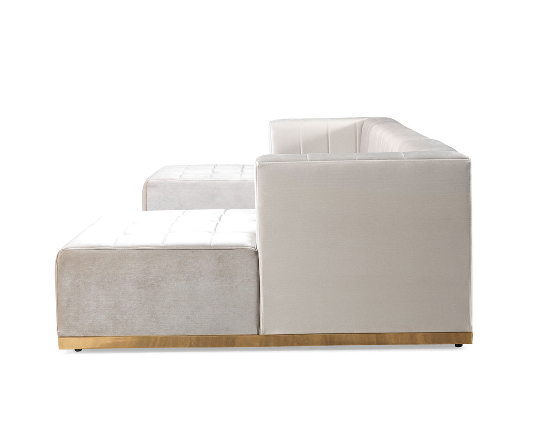 Elisha Ivory Velvet Double Chaise 130" Sectional [ETA: 10/10]