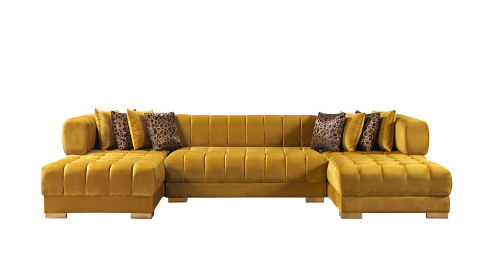 Ariana Mustard Velvet Double Chaise 138" Sectional [ETA: 8/30]