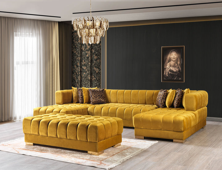 Ariana Mustard Velvet Double Chaise 138" Sectional [ETA: 8/30]