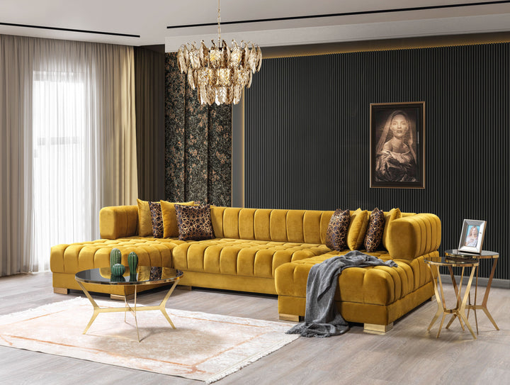 Ariana Mustard Velvet Double Chaise 138" Sectional [ETA: 8/30]