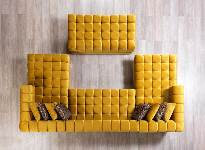 Ariana Mustard Velvet Double Chaise 138" Sectional [ETA: 8/30]