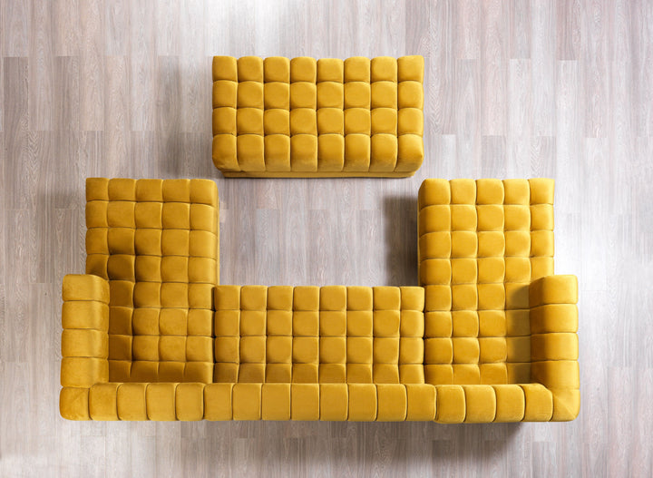 Ariana Mustard Velvet Double Chaise 138" Sectional [ETA: 8/30]