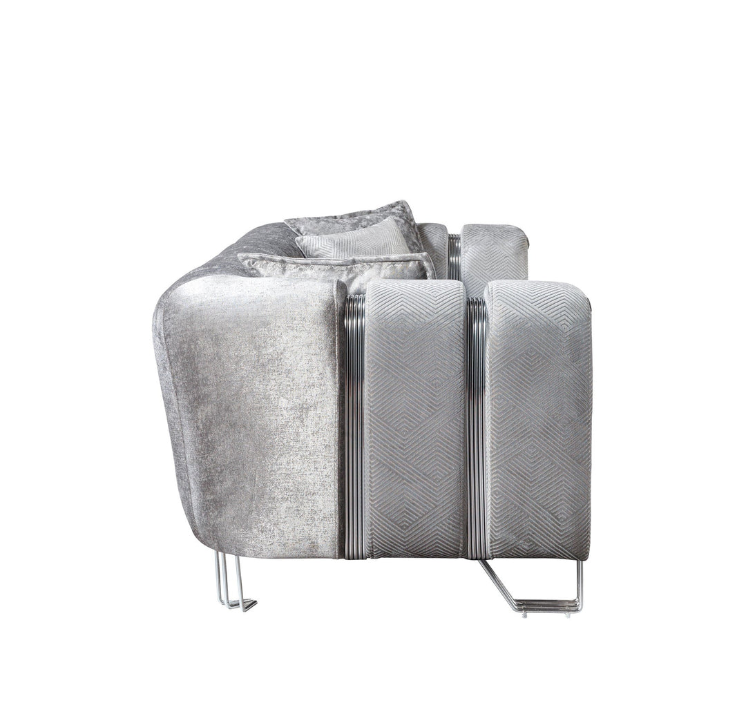 Santana Silver Velvet Sofa