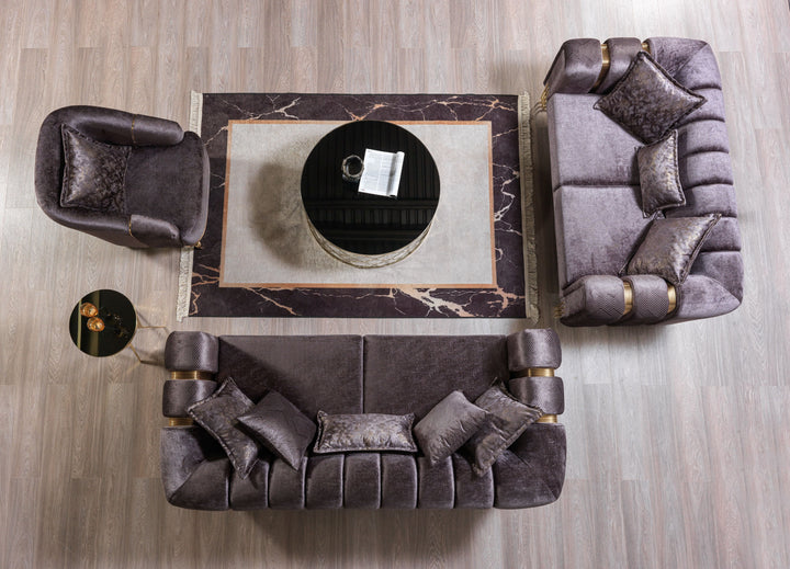 Santana Smoke Velvet Sofa 89" &amp; Loveseat 69"