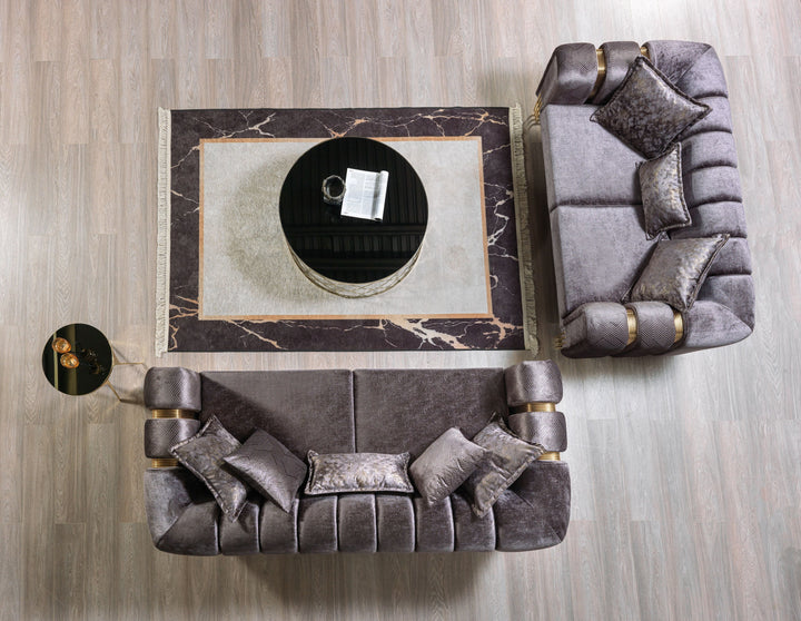 Santana Smoke Velvet Sofa 89" &amp; Loveseat 69"