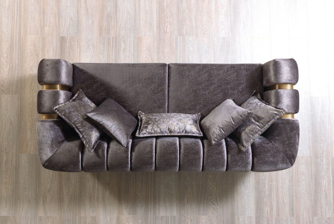 Santana Smoke Velvet Sofa 89" &amp; Loveseat 69"