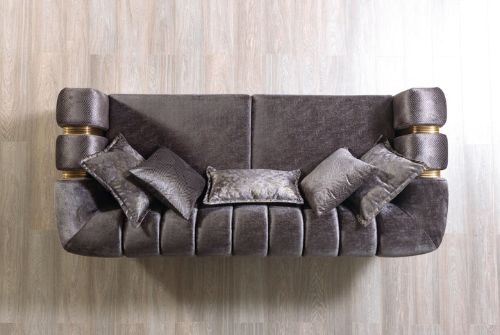 Santana Smoke Velvet Sofa 89" &amp; Loveseat 69"
