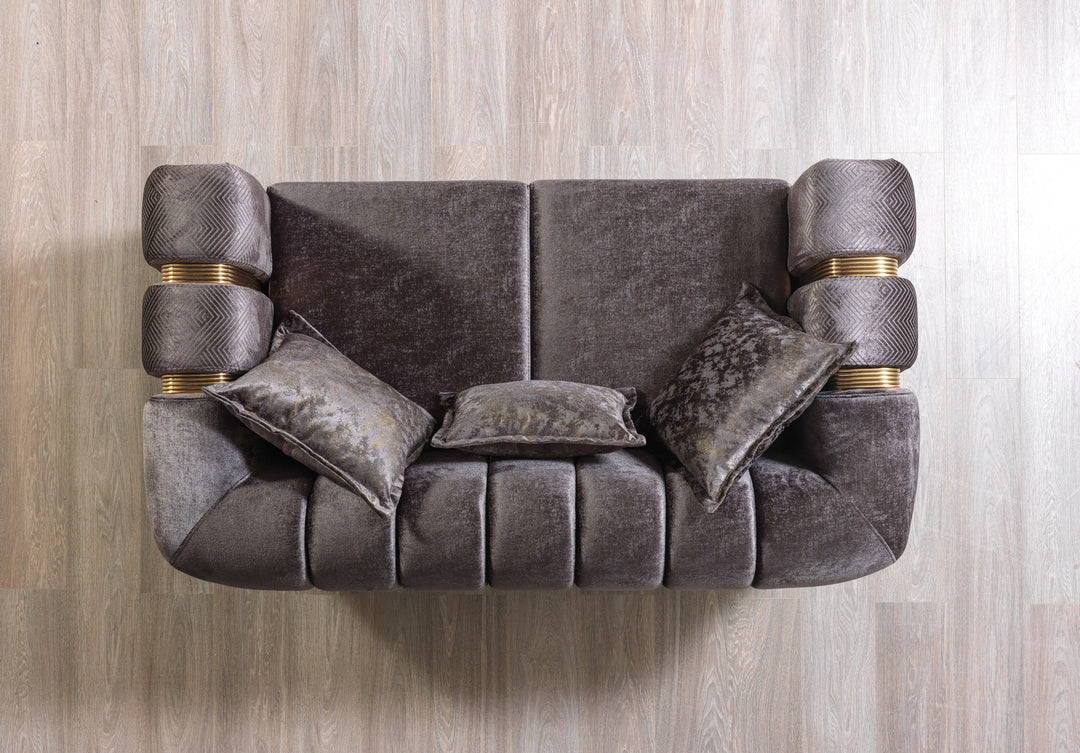 Santana Smoke Velvet Sofa 89" &amp; Loveseat 69"