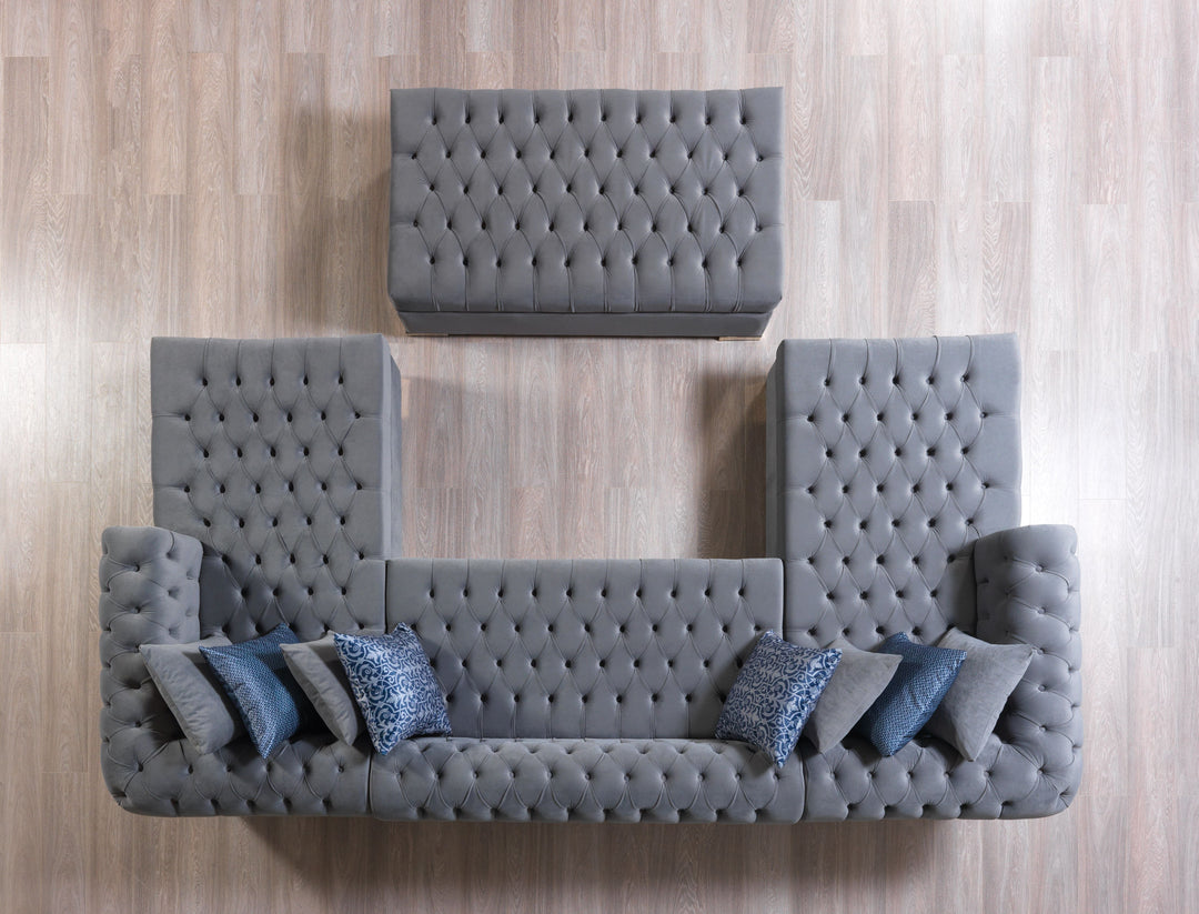 Lauren Gray Velvet Double Chaise 136" Sectional [ETA: 8/20]