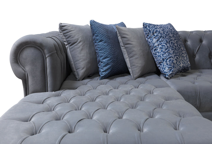 Lauren Gray Velvet Double Chaise 136" Sectional [ETA: 8/20]