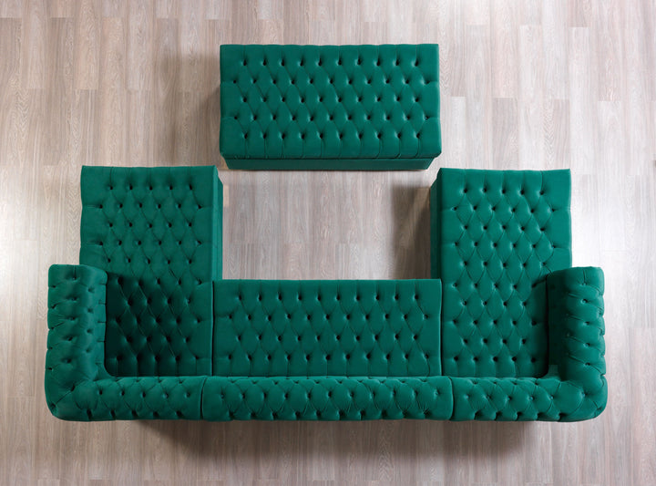 Lauren Green Velvet Double Chaise 136" Sectional [ETA: 8/20]