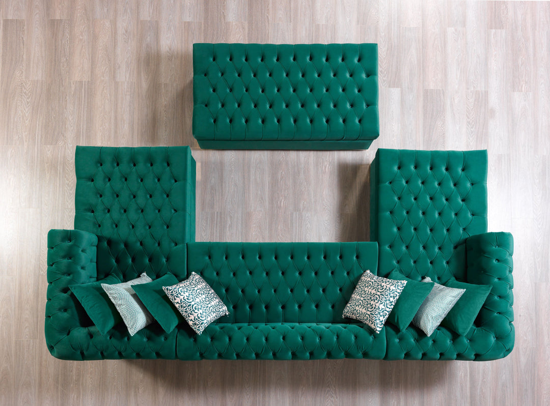 Lauren Green Velvet Double Chaise 136" Sectional [ETA: 8/20]