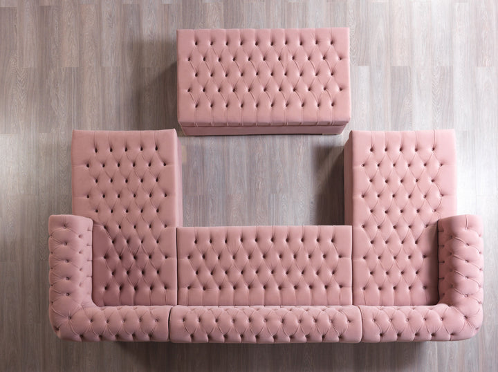 Lauren Pink Velvet Double Chaise 136" Sectional [ETA: 8/20]