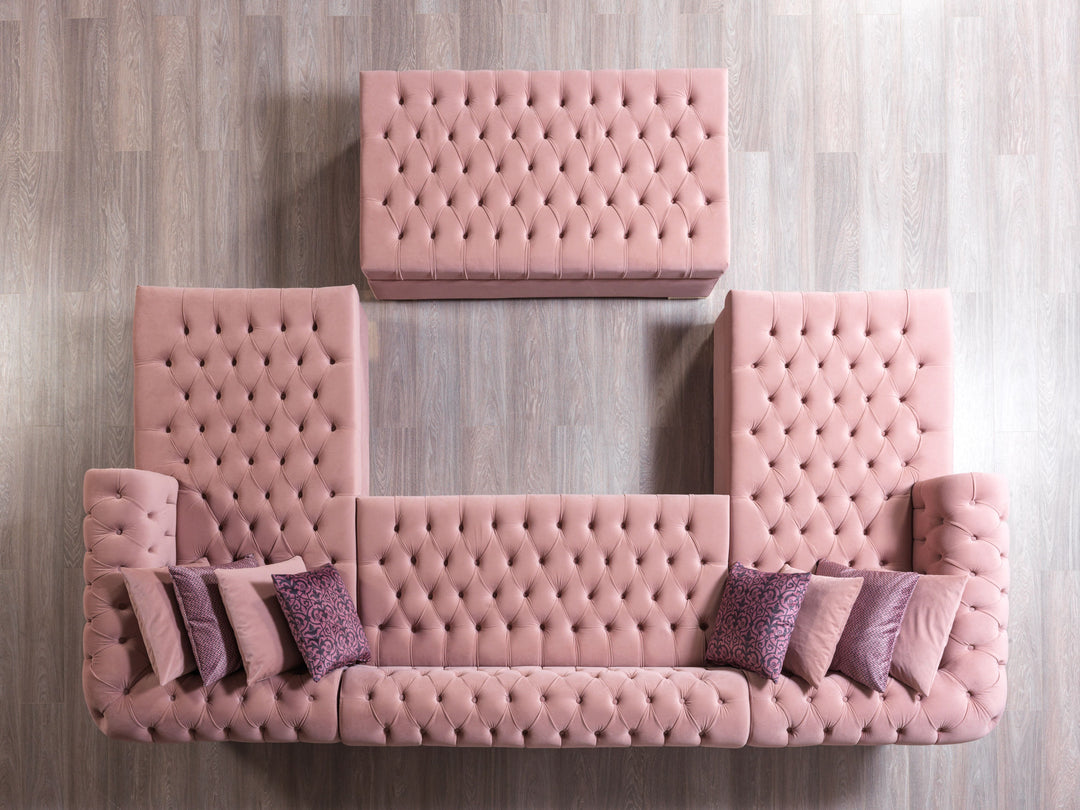 Lauren Pink Velvet Double Chaise 136" Sectional [ETA: 8/20]