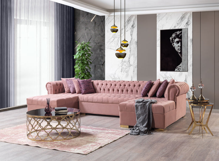 Lauren Pink Velvet Double Chaise 136" Sectional [ETA: 8/20]