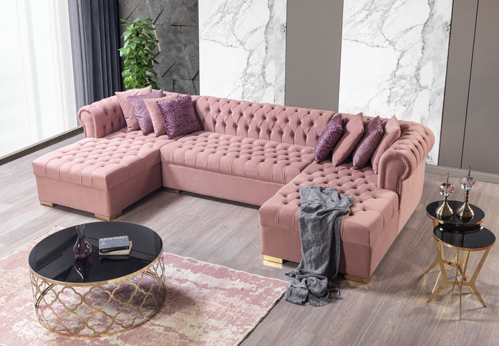 Lauren Pink Velvet Double Chaise 136" Sectional [ETA: 8/20]