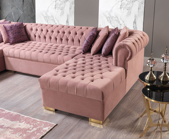 Lauren Pink Velvet Double Chaise 136" Sectional [ETA: 8/20]