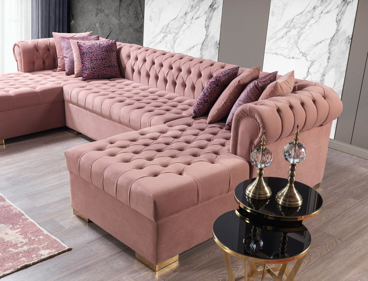 Lauren Pink Velvet Double Chaise 136" Sectional [ETA: 8/20]
