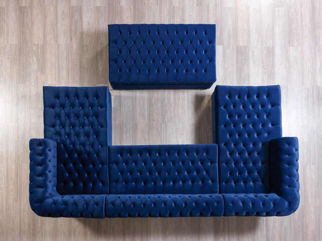 Lauren Navy Velvet Double Chaise 136" Sectional [ETA: 8/20]