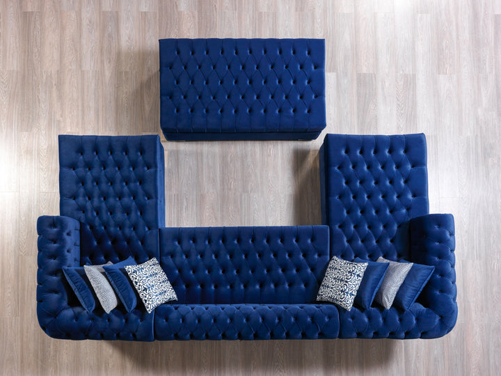 Lauren Navy Velvet Double Chaise 136" Sectional [ETA: 8/20]