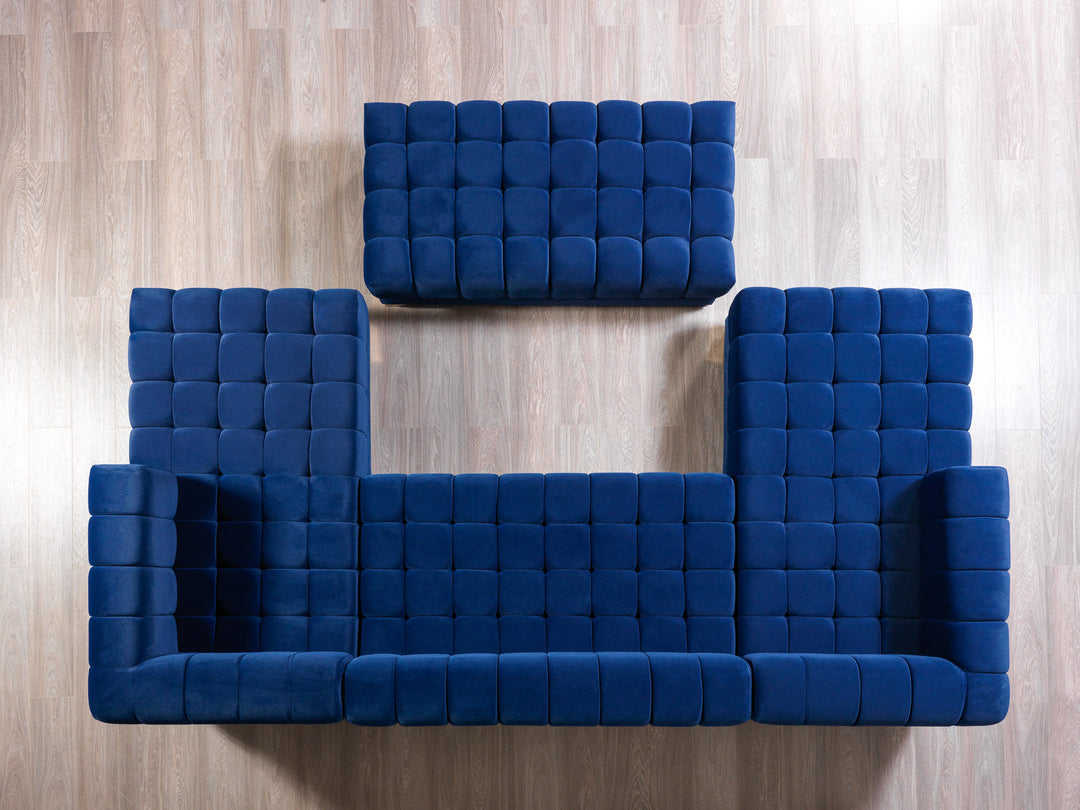 Ariana Blue Velvet Double Chaise 138" Sectional [ETA: 8/30]