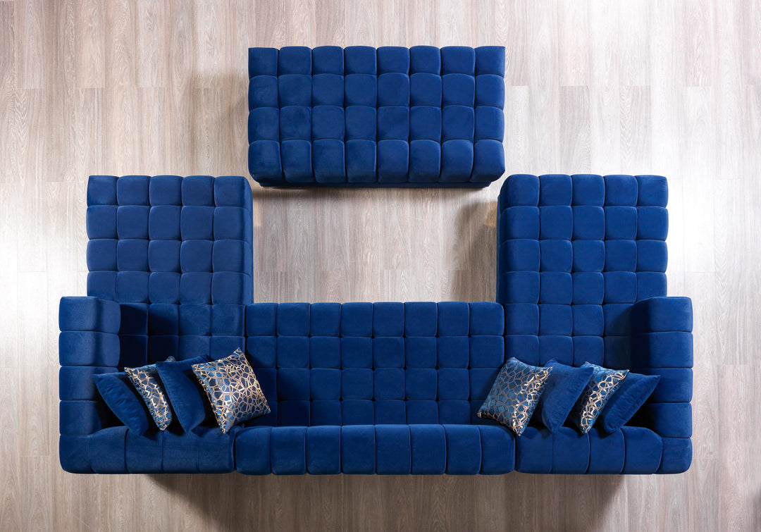 Ariana Blue Velvet Double Chaise 138" Sectional [ETA: 8/30]