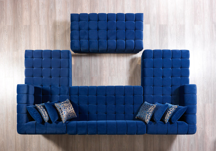 Ariana Blue Velvet Double Chaise 138" Sectional [ETA: 8/30]