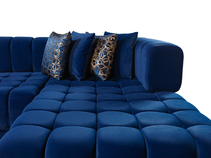 Ariana Blue Velvet Double Chaise 138" Sectional [ETA: 8/30]