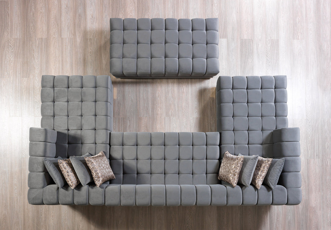 Ariana Gray Velvet Double Chaise 138" Sectional [ETA: 8/30]