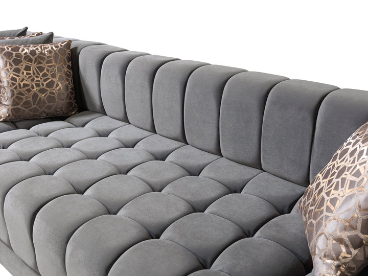 Ariana Gray Velvet Double Chaise 138" Sectional [ETA: 8/30]
