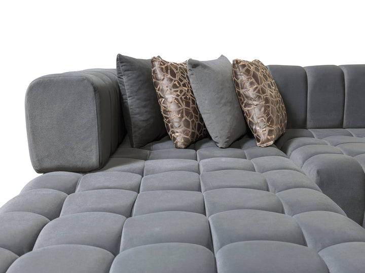 Ariana Gray Velvet Double Chaise 138" Sectional [ETA: 8/30]