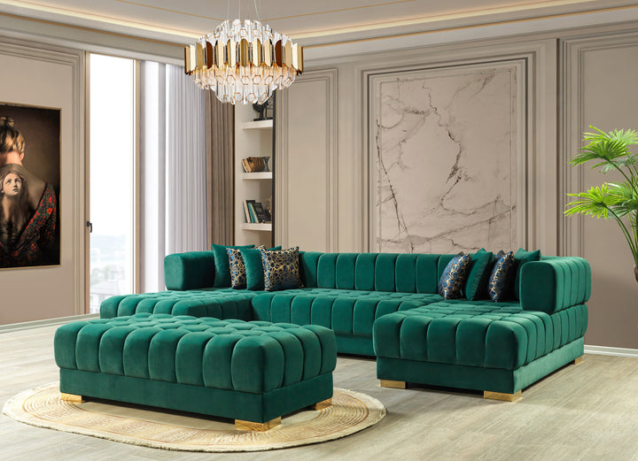 Ariana Green Velvet Double Chaise 138" Sectional  [ETA: 8/30]