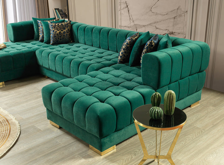 Ariana Green Velvet Double Chaise 138" Sectional  [ETA: 8/30]