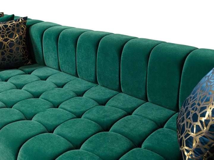 Ariana Green Velvet Double Chaise 138" Sectional  [ETA: 8/30]