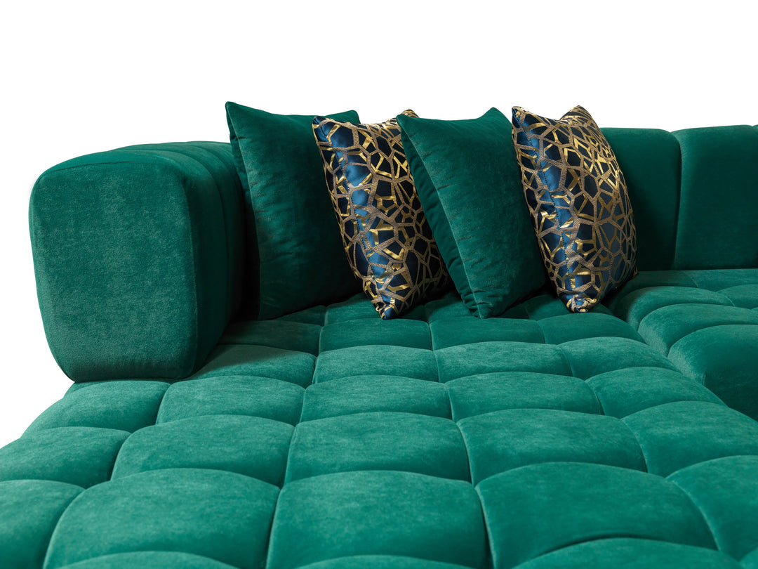 Ariana Green Velvet Double Chaise 138" Sectional  [ETA: 8/30]