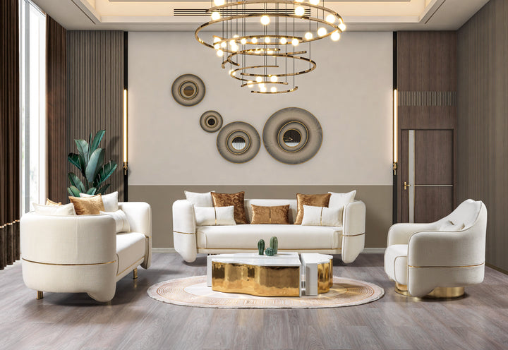 Helena Ivory Velvet Sofa 94" &amp; Loveseat 82"