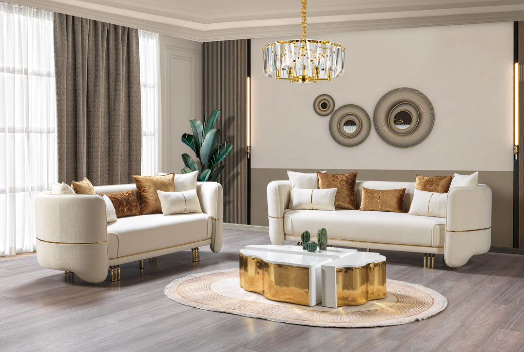Helena Ivory Velvet Sofa 94" &amp; Loveseat 82"