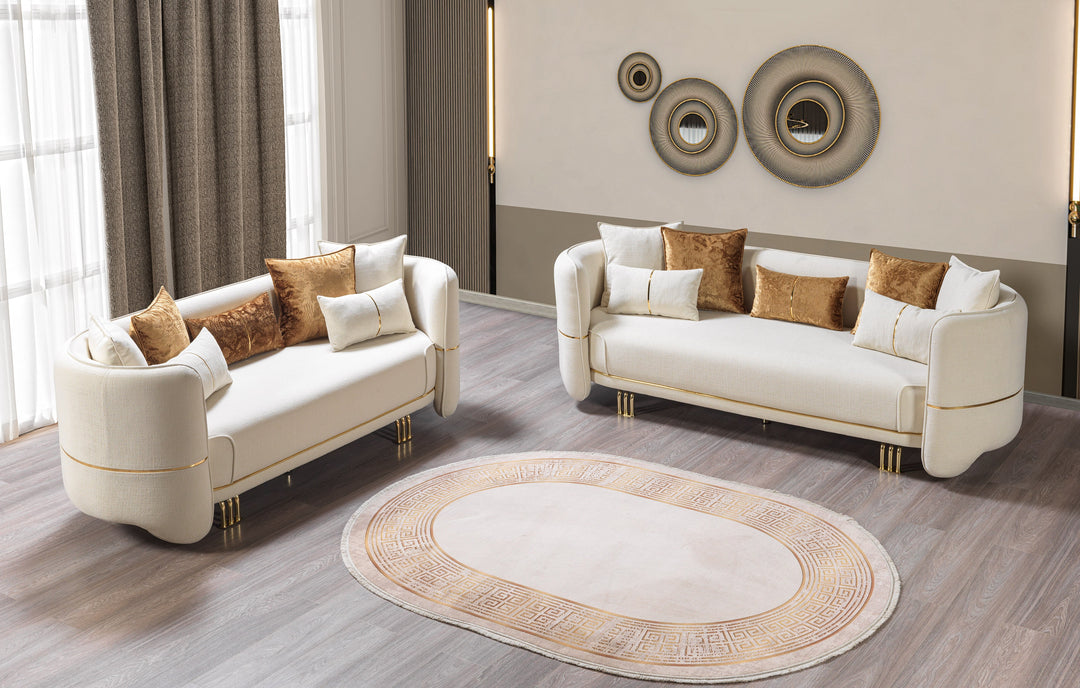 Helena Ivory Velvet Sofa 94" &amp; Loveseat 82"